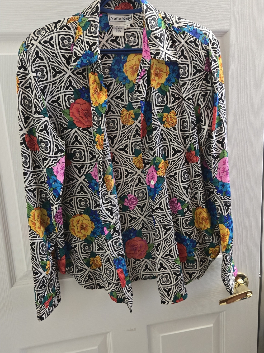 Anita Multicolor Floral Geometric Button-Down Blouse